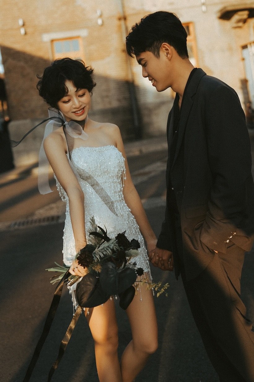 平口管珠短婚紗 台北禮服租借 ROYAL MANSION 蘿亞結婚精品