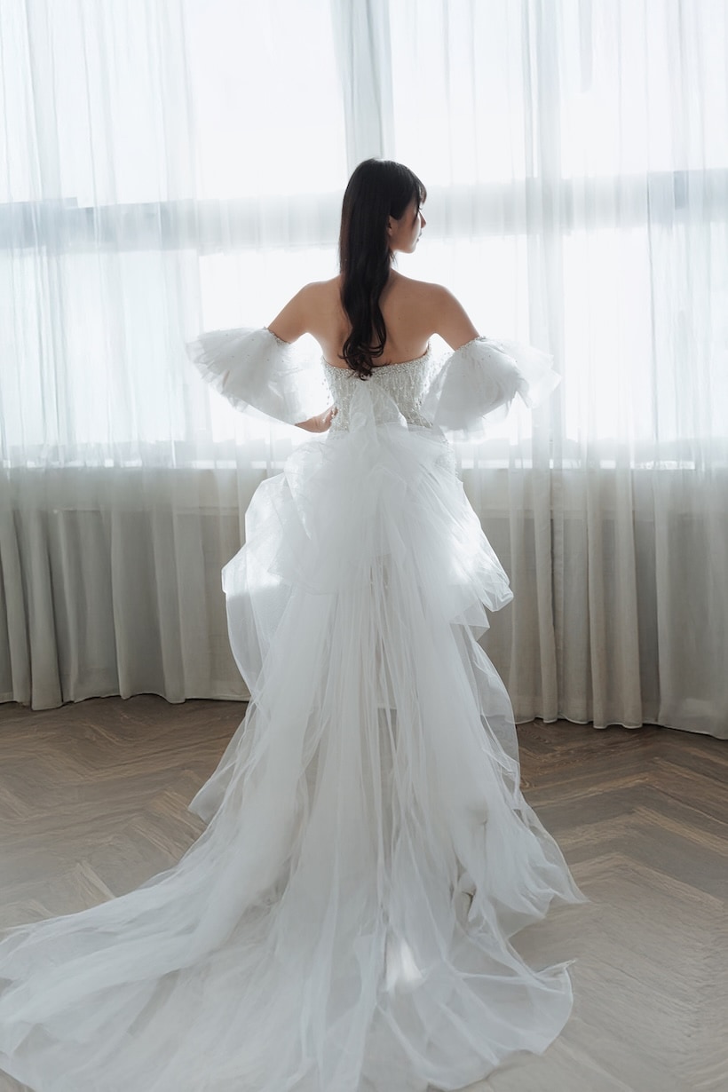 平口管珠短婚紗 台北禮服租借 ROYAL MANSION 蘿亞結婚精品