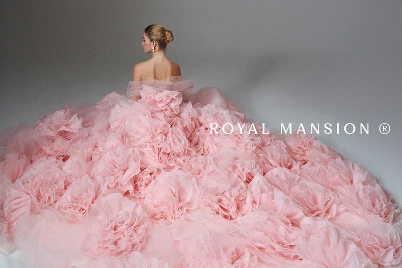 2026法式高訂-粉緞花海.立體玫瑰澎裙禮服 ROYAL MANSION 蘿亞結婚精品