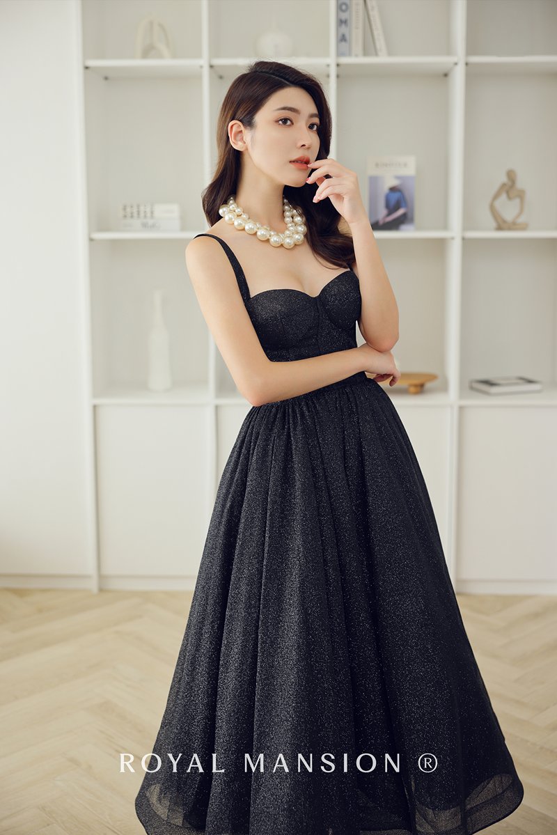 黑色禮服-黑色婚紗-黑色晚禮服-桃心領馬甲舞裙1-台北禮服租借 ROYAL MANSION 蘿亞結婚精品