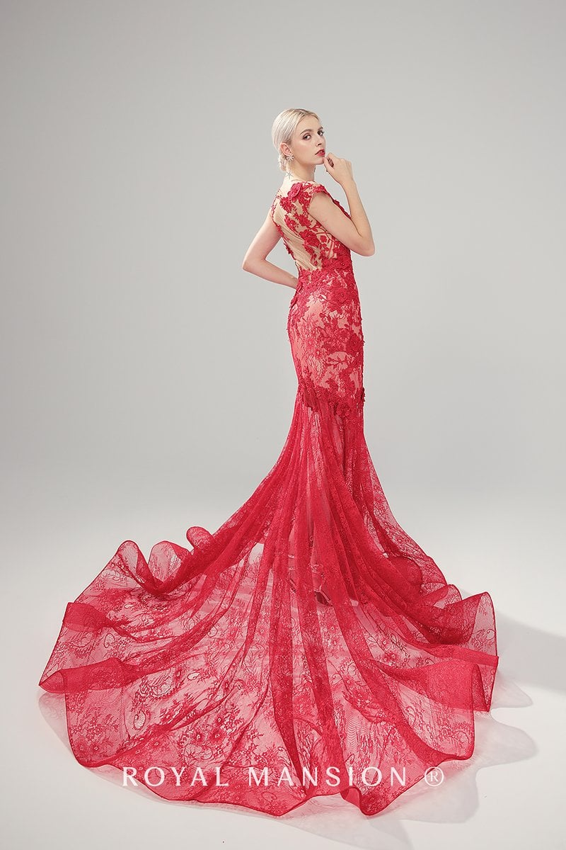 嫣紅法式蕾絲魚尾禮服 -台北禮服租借 ROYAL MANSION 蘿亞結婚精品