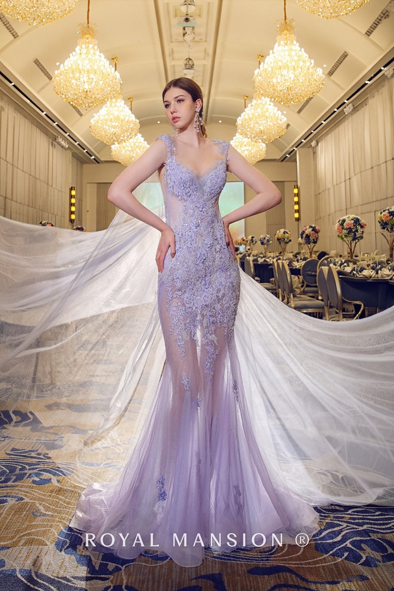 丁香紫透膚裸紗-台北禮服租借 ROYAL MANSION 蘿亞結婚精品