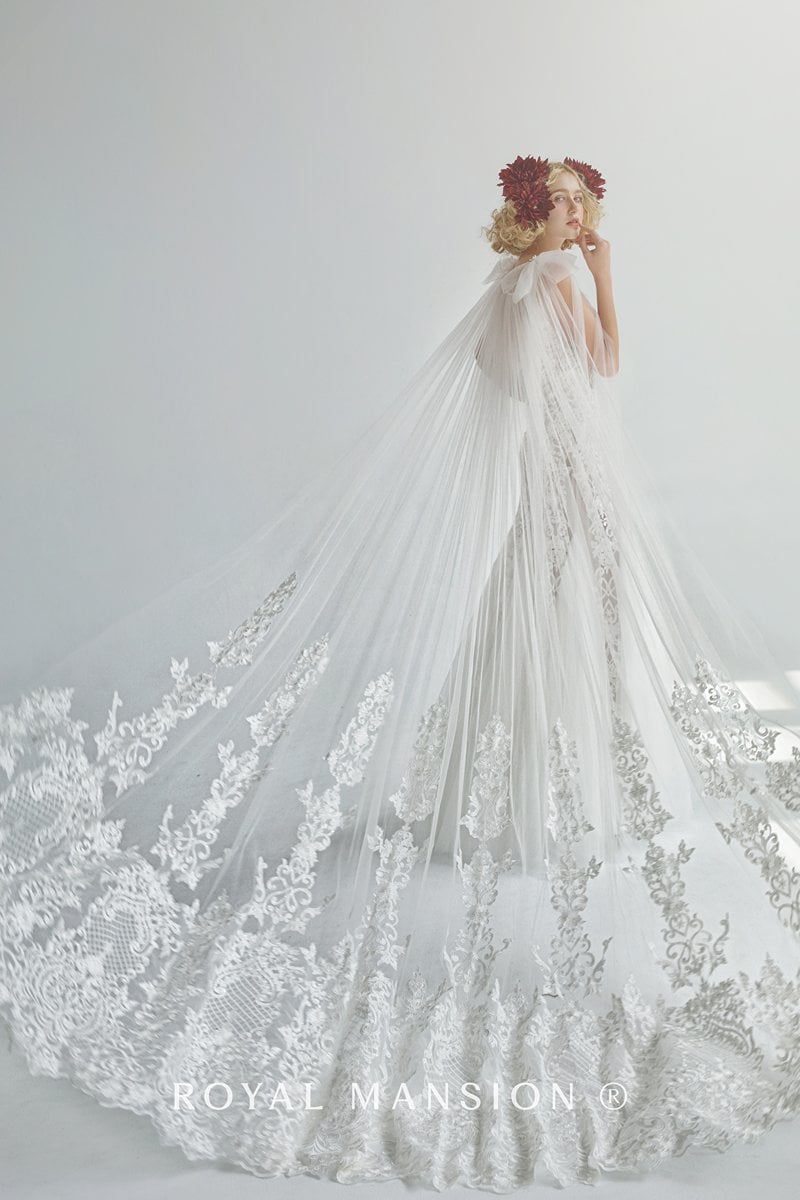巴洛克式蕾絲圖騰裸紗 -台北禮服租借 ROYAL MANSION 蘿亞結婚精品