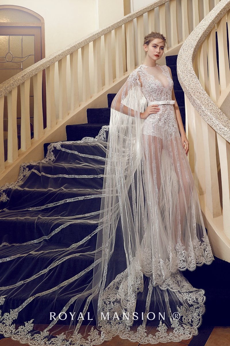 性感透膚披風裸紗 -台北禮服租借 ROYAL MANSION 蘿亞結婚精品